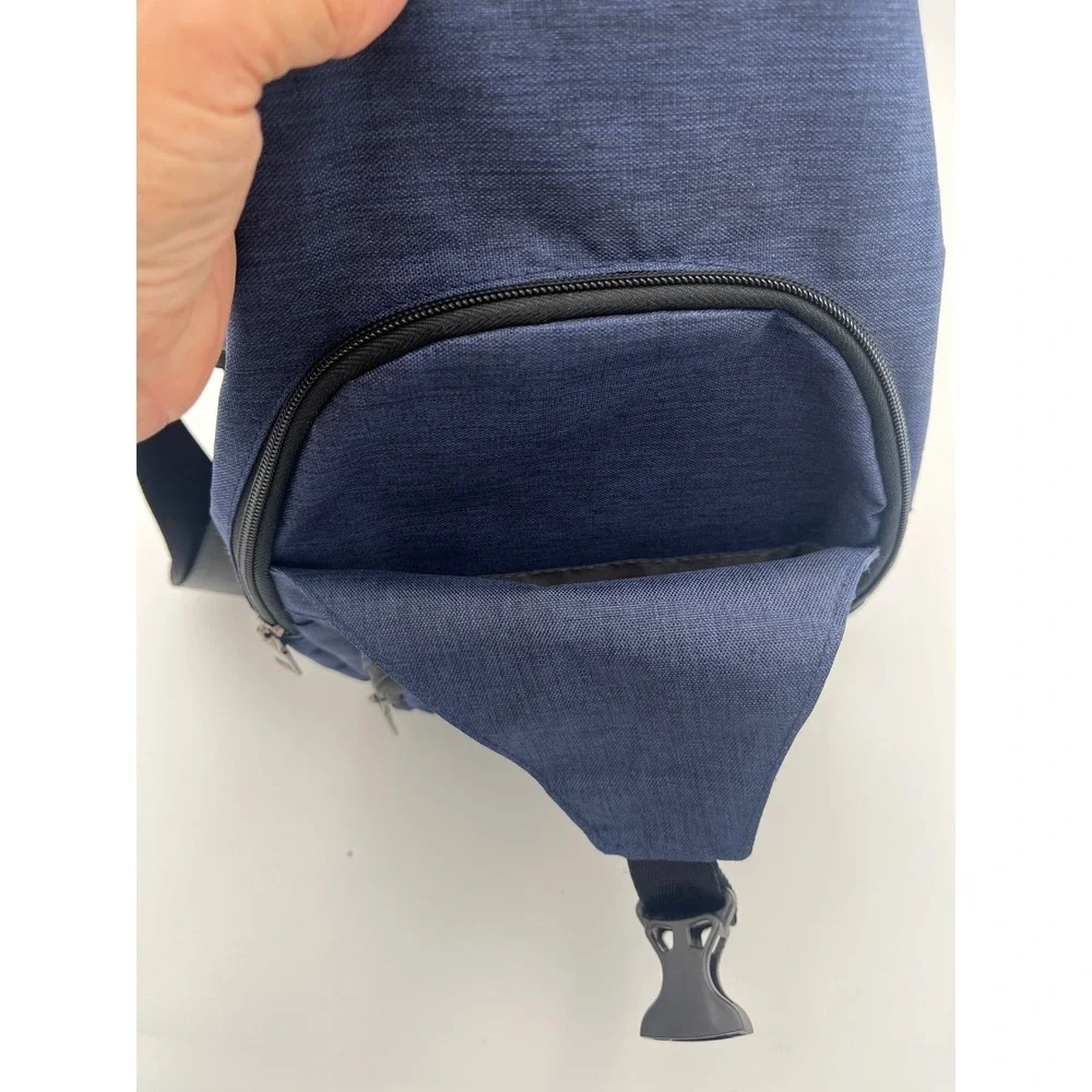 NuPouch Mens Blue Sling Bag Anti Theft Crossbody Backpack with USB Port